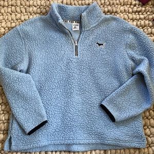 Blue fluffy sherpa. From pink, super warm, comfy